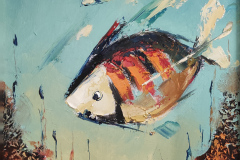 Риба , маслени бои/платно , 30/30 см